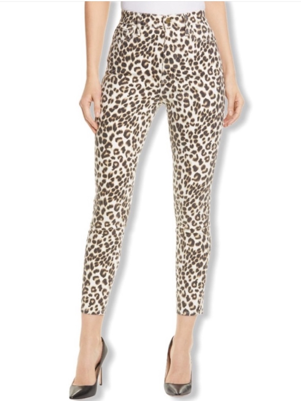 FRAME Denim Ali High Rise Cigarette Leopard Print Jeans Size 30